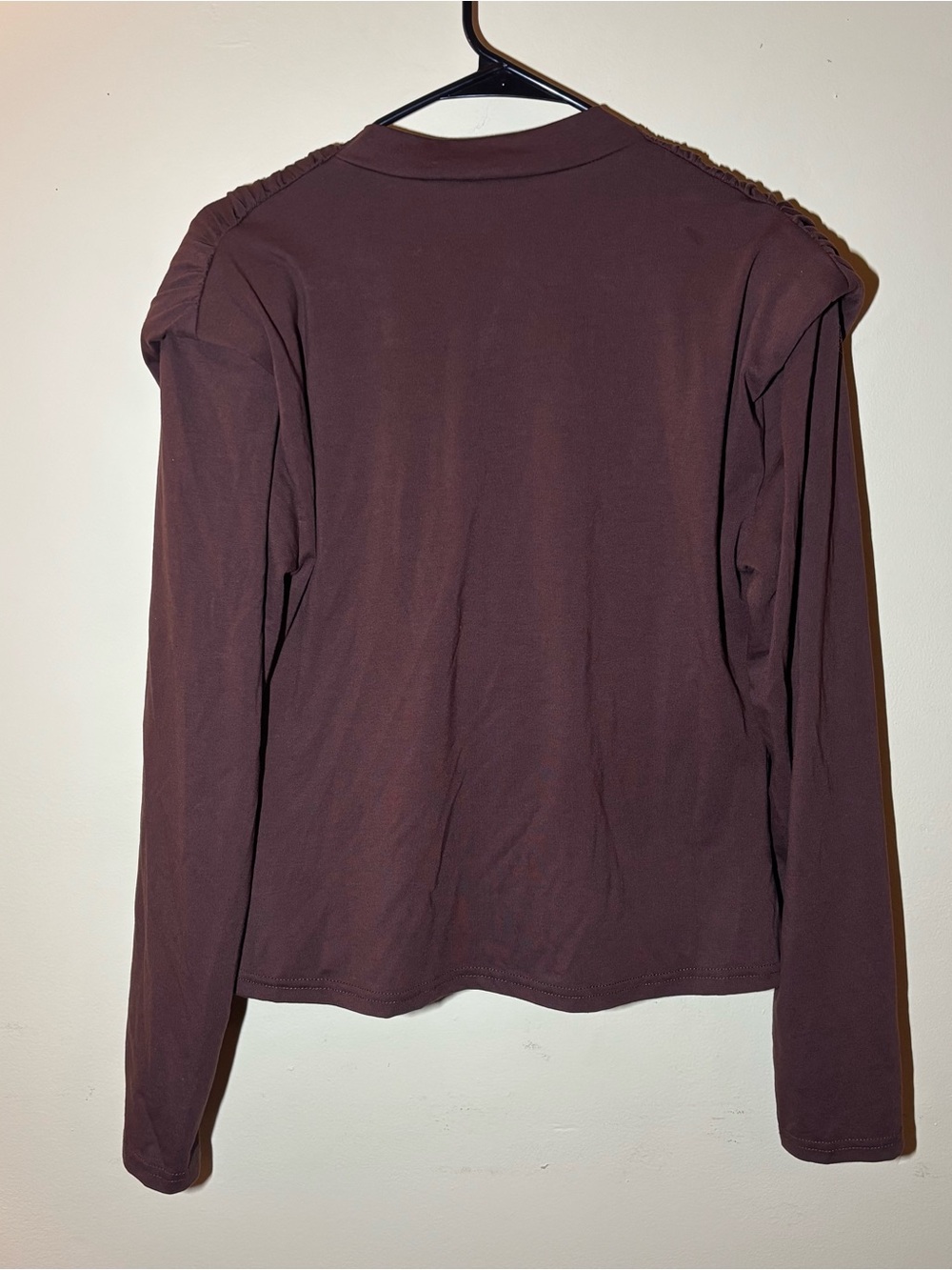 Women's Brown Draped Surplice Long-Sleeve Top - Picture 5 of 5
